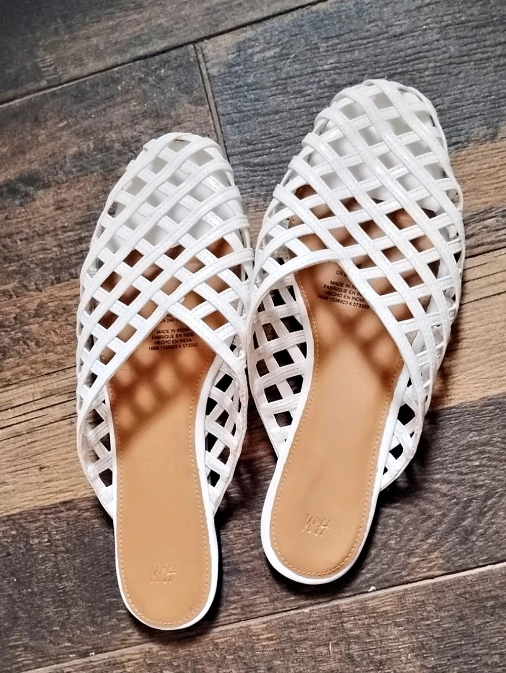 H&M Woven Strappy Sandals in White EU 38